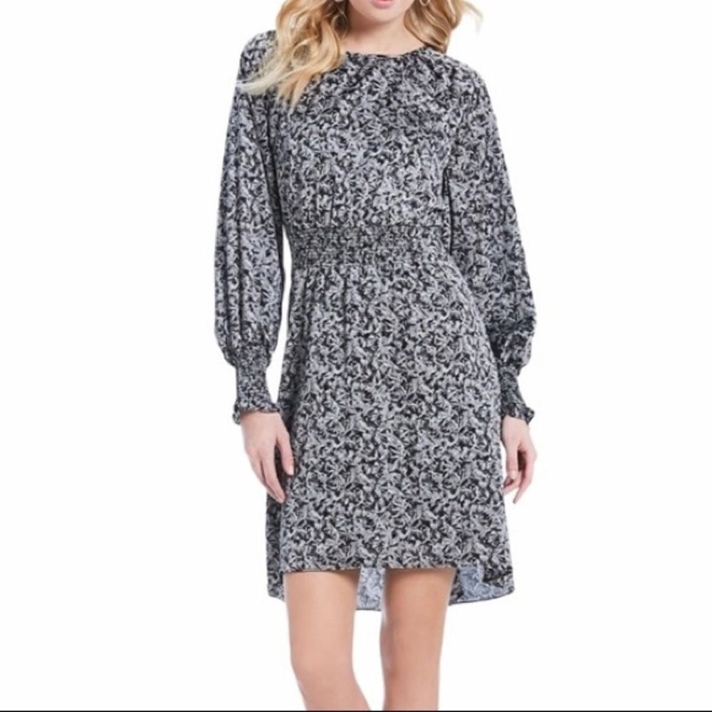 H By Halston Smocked Waist Poet Sleeve Dress